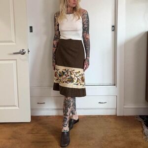 Vintage Icon National San Francisco brown wool midi skirt